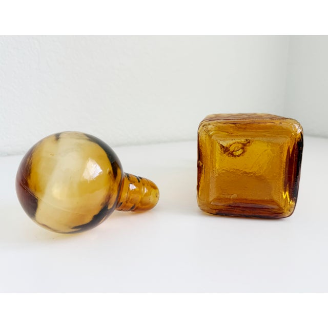 Amber 1960s Italian Empoli Amber Glass Decanter, Attributed For Sale - Image 8 of 8