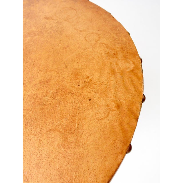Brown Mid-Century Leather and Iron Round Dining Table For Sale - Image 8 of 16