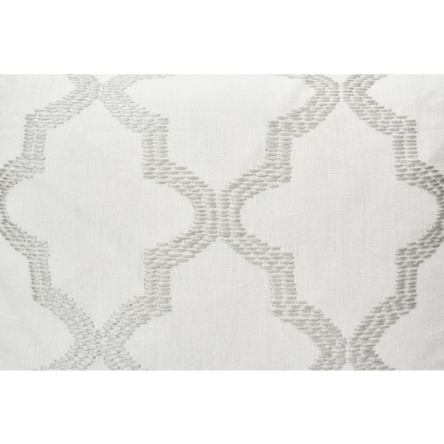 Modern meets Moroccan in this stunning geometric Schumacher pattern. Tangier Embroidery is a fretwork motif embroidered in...