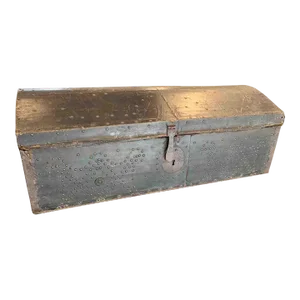 Antique 19th Century French Black Leather Trunk – Velvet Lined With Studs