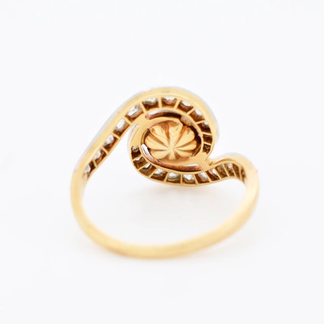 Antique Pearl and Diamond Tourbillon Ring, Size 9.5 For Sale - Image 6 of 7