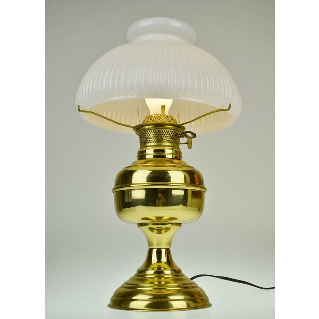 Vintage Electric Table Lamp B & P Oil Lamp Style With White Shade Chairish