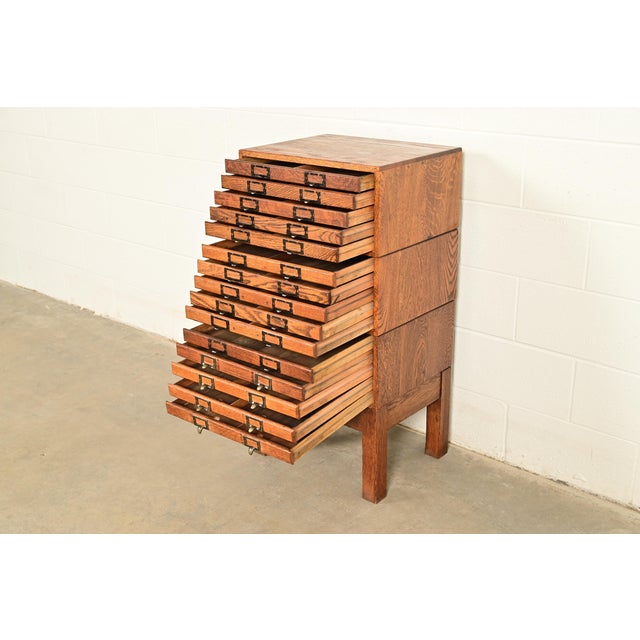 Antique Arts & Crafts 15-Drawer Flat Cabinet, Circa 1900 For Sale In South Bend - Image 6 of 12