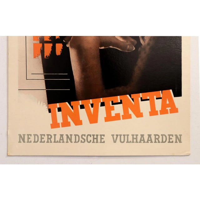 Art Deco 1946 Dutch Advertisement Carton - Inventa, Nederlandsche Vulhaarden (Fireplaces) For Sale - Image 3 of 6