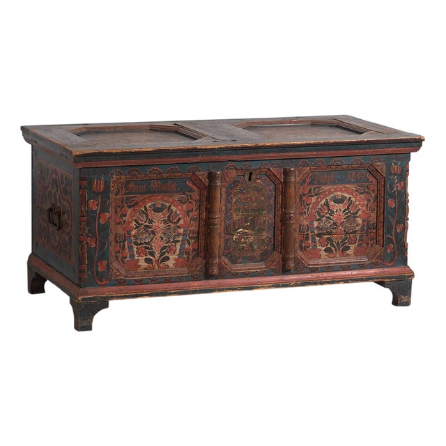 Hand Painted Trunk, 1847 For Sale
