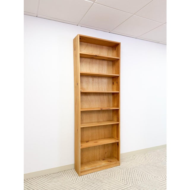 Farmhouse Vintage Antique Style Handmade Pine 7-Shelf Bookcase Rustic Boho For Sale - Image 3 of 10