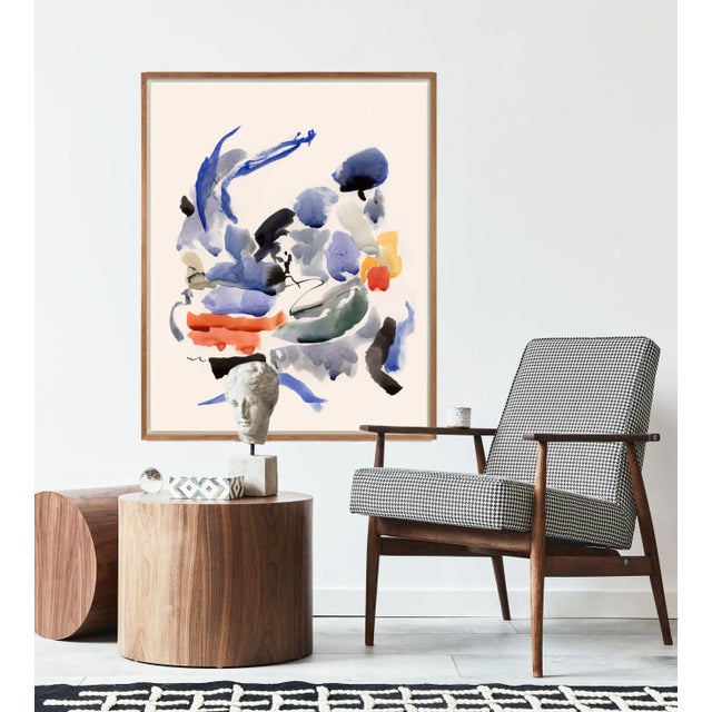 Mid-Century Modern "Blue Notes No. 6", Midcentury Abstract Painting - 50" X 40" For Sale - Image 3 of 6