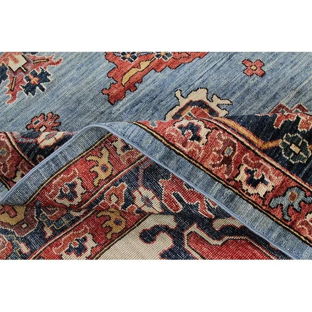 Traditional Handwoven Blue/Navy Serapi Style Rug 10'1" X 13'10" For Sale - Image 3 of 10