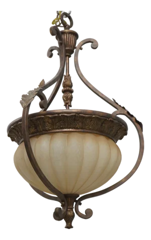 Italian Style Metal Chandelier W. Frosted Shade