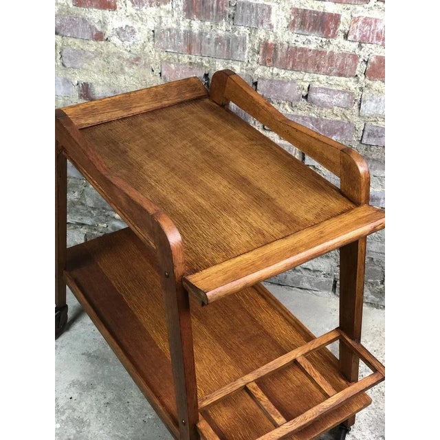 Vintage Oak Veneer Serving Cart, 1970s For Sale - Image 4 of 9