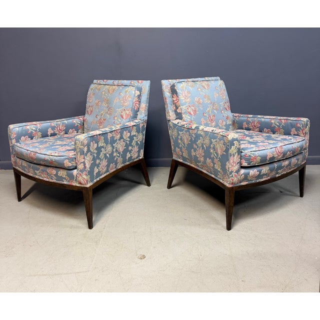 Mid-Century Modern Pair of Walnut Framed Lounge Chairs by Harvey Probber Mid Century, Attributed For Sale - Image 3 of 11