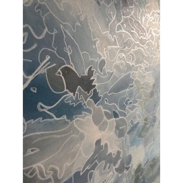 Large-Scale Abstract Painting in Blue & Gray Tones For Sale In Chicago - Image 6 of 6