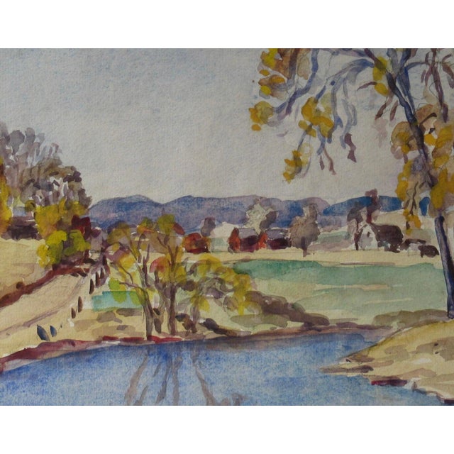 Irene Fowler Landscape With Village C. 1940 Painting For Sale - Image 4 of 5