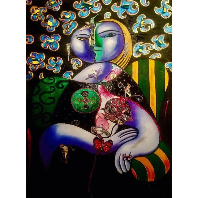 Oil on canvas infused with rhinestones & silk mixed media Leticia is a Spanish artist who enjoys creating art from...