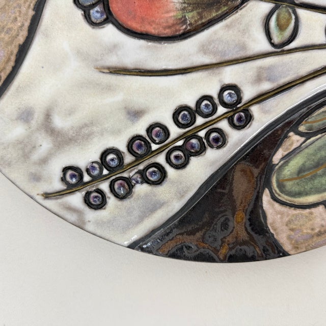 Handmade Ceramic Floral Wall Plate from Ruscha, Germany, 1970s For Sale - Image 12 of 17