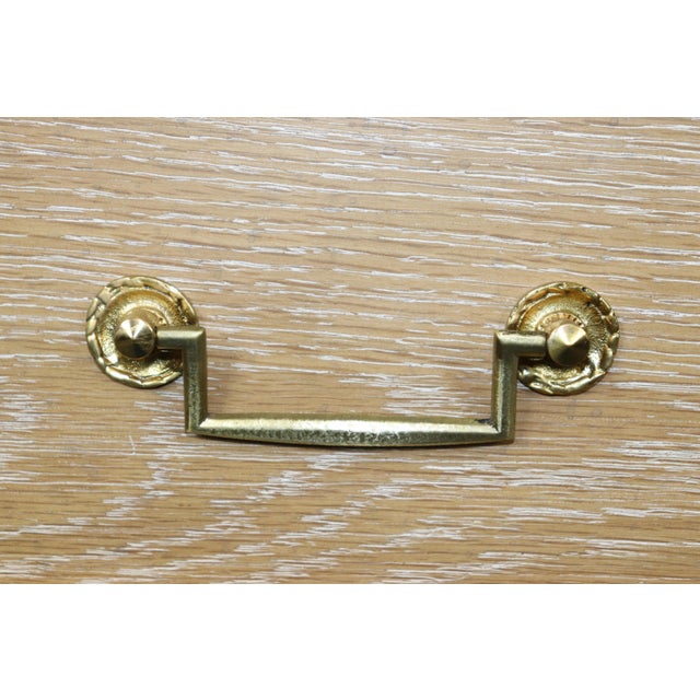 Pair English Made Louis XVI Style Brass Mounted Ceruse Oak Commodes For Sale - Image 11 of 12