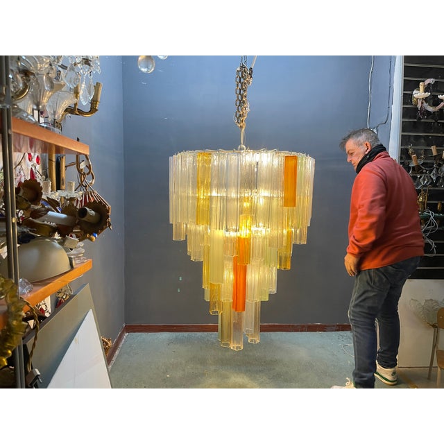 Large Murano Glass Tronchi Tube Chandelier, 1980s For Sale - Image 4 of 13
