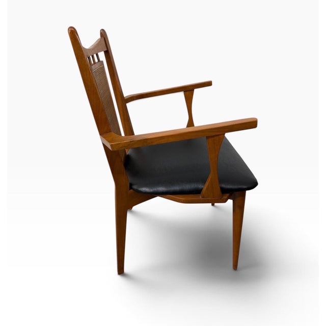 Brown Mid-Century Modern Walnut Cane Back Dining Chairs - Set of 6 For Sale - Image 8 of 9