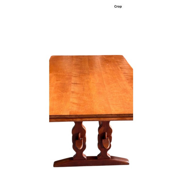 1940s Cushman Colonial Creations Double Trestle Brandywine Manor Solid Maple Table. Designed by Herman Devries For Sale - Image 11 of 11