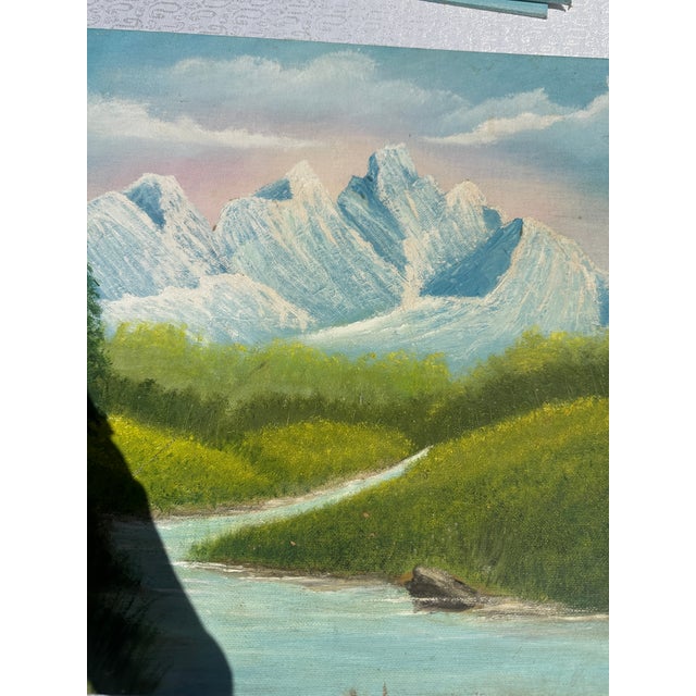 1990s Mountains and Creek Landscape Painting on Canvas, Signed by Artist For Sale In Atlanta - Image 6 of 9