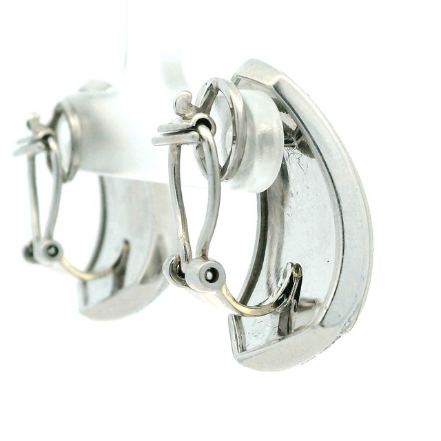 1980s Pair of Italian 18k White Gold Smoky Quartz & Diamond Sculptural Earrings For Sale In Miami - Image 6 of 14