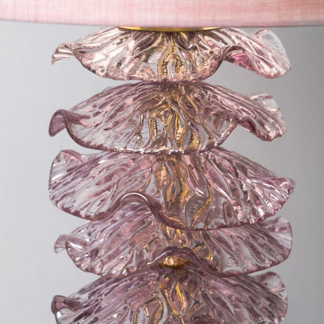 1980s Pink Wavy Disc Table Lamps, 1980s, Set of 2 For Sale - Image 5 of 6