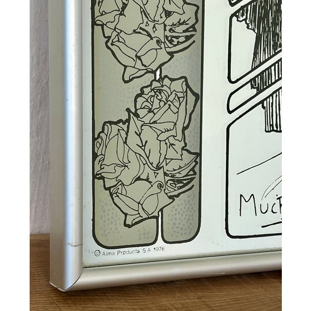 Vintage Art Nouveau Mirror with Christmas Noel Motif by Alphonse Mucha, 1960s For Sale - Image 3 of 16
