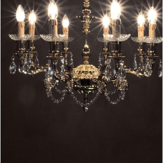 Contemporary Palace 8 Lights Suspension Lamp in Gold Plate and Crystal by Aggiolight For Sale - Image 3 of 6