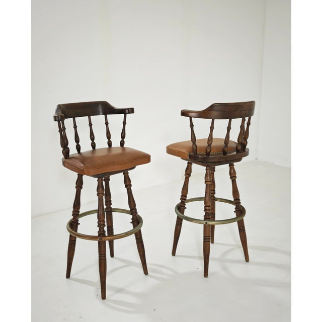Brown Vintage Italian Pizzetti Roma Wooden Stools, 1970s, Set of 2 For Sale - Image 8 of 17