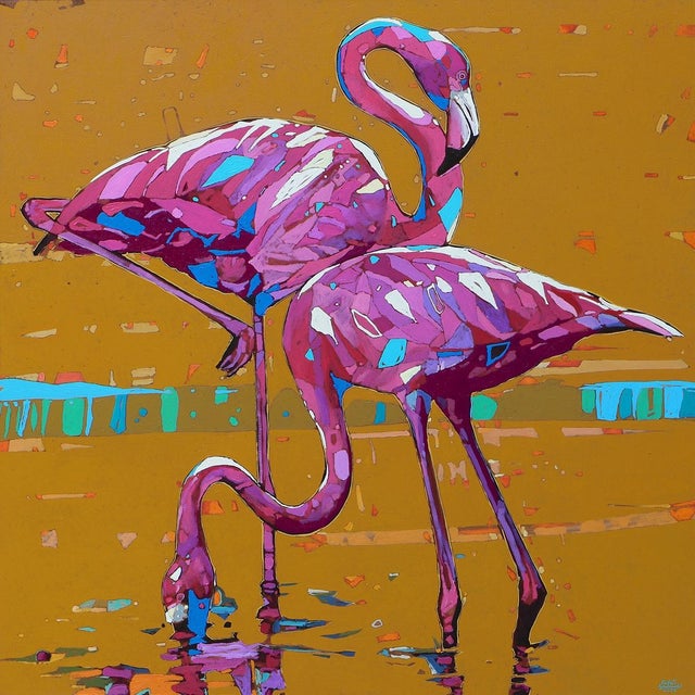 Rafal Gadowski, Flamingos 27, 2024, Oil on Canvas For Sale - Image 4 of 4