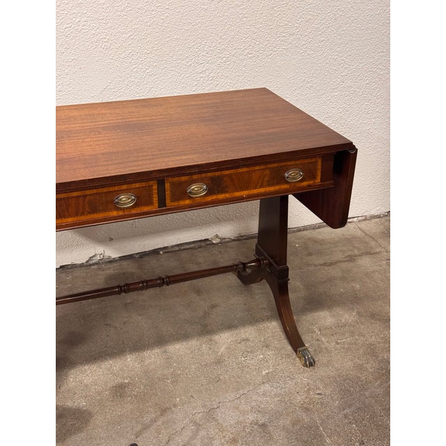 Regency Style Mahogany Drop-Leaf Desk, Vintage For Sale - Image 10 of 12