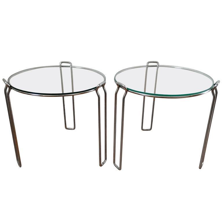 MidCentury Chrome & Glass Tables A Pair Chairish
