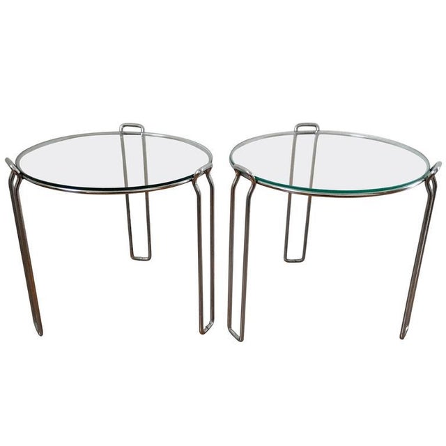MidCentury Chrome & Glass Tables A Pair Chairish