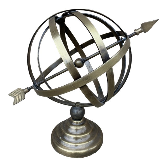 Vintage Brass Armillary Sphere Sundial Garden Ornament, English Country Style For Sale