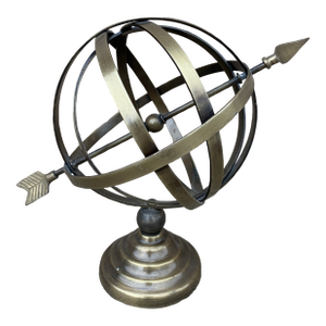 Vintage Brass Armillary Sphere Sundial Garden Ornament, English Country Style