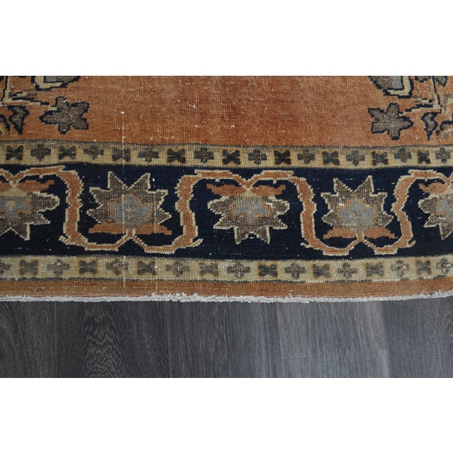 1970s Vintage Handmade Wool Cotton Orange Area Rug For Sale - Image 4 of 11