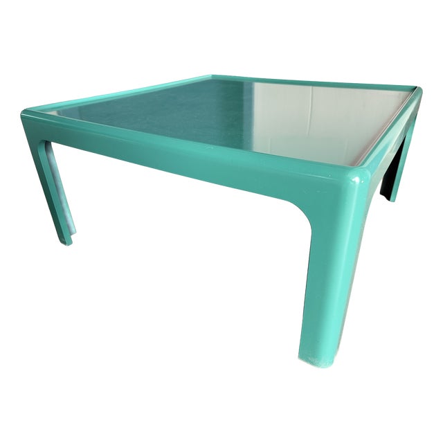 Turquoise Baydur Coffee Table by Peter Ghyczy for Horn Collection, 1960s For Sale