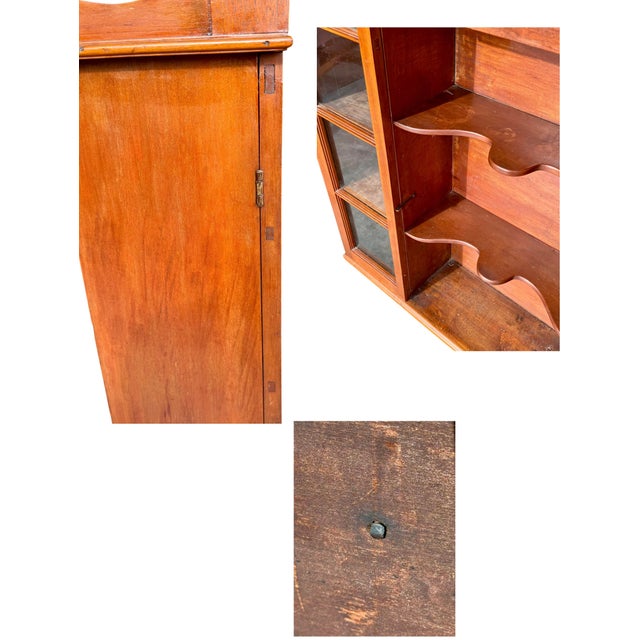 Antique Jacobean Revival Hutch Top Cabinet-Mahogany-1920s Glass Display-Cottage For Sale - Image 9 of 12