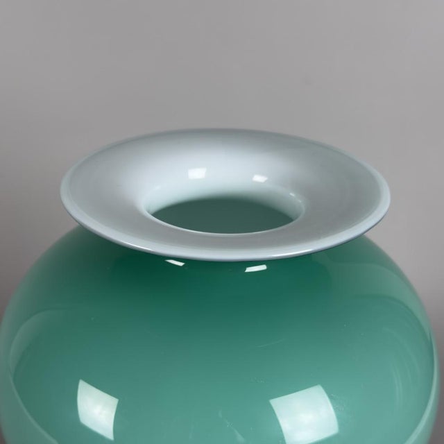 Aqua Murano Glass Vase in Aqua Green and White, 1970s For Sale - Image 8 of 11