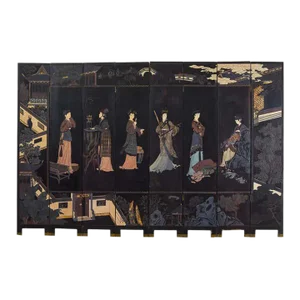 Chinese Export Eight Panel Coromandel Screen Six Beauties