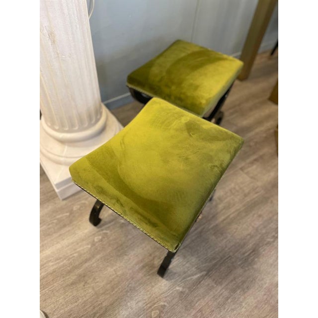Neoclassical Style Stools in Ebonized Wood, 1950s, Set of 2 For Sale - Image 17 of 18