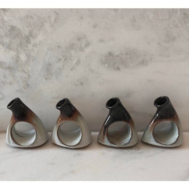 Set of 4 Peter Pots Studio Pottery Napkin Ring Bud Vases For Sale In Austin - Image 6 of 10