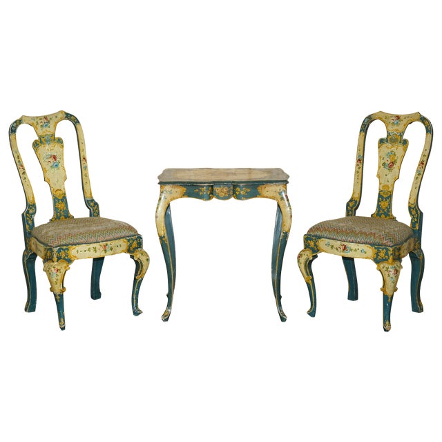 Antique Regency Chairs & Matching Table from Glenalmond Estate, Scotland, 1810, Set of 3 For Sale