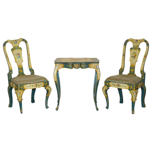 Antique Regency Chairs & Matching Table from Glenalmond Estate, Scotland, 1810, Set of 3