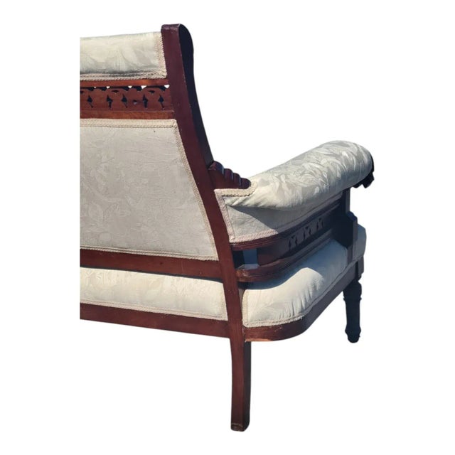 Solid 19th Century American Eastlake Loveseat Made of Walnut Wood, Refurbished. For Sale - Image 16 of 18