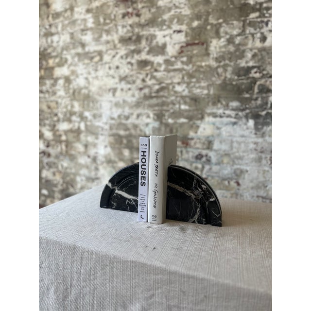 Stone Black & White Marble Bookends For Sale - Image 7 of 7