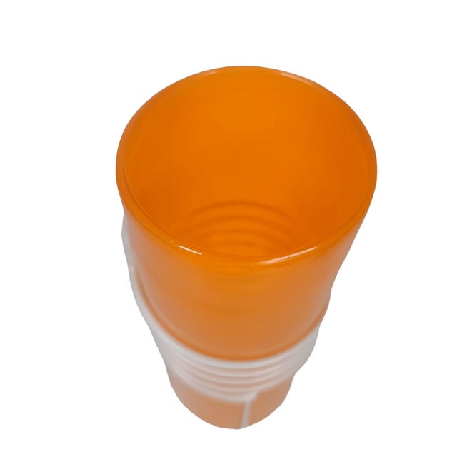 1970's Hand Blown Orange Italian Modernist Cased Glass Vase For Sale - Image 4 of 7