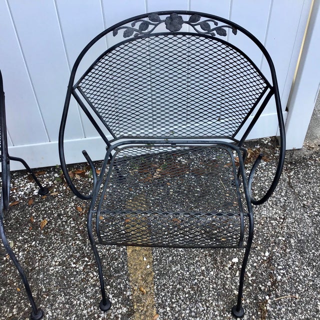 Vintage Wrought Iron Barrel Back Garden Patio Dining Arm Chair a Pair