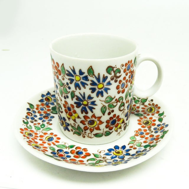 Hand-Painted Cups and Saucers from Karolina Factory, Poland, 1970s, Set of 8 For Sale - Image 4 of 16