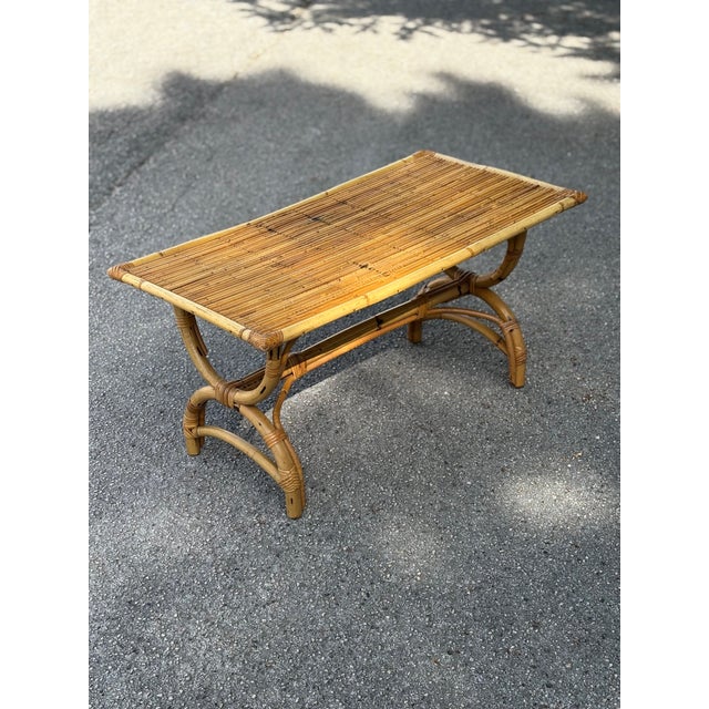 1960s Bamboo and Rattan Coffee Table, France, 1960 For Sale - Image 5 of 12